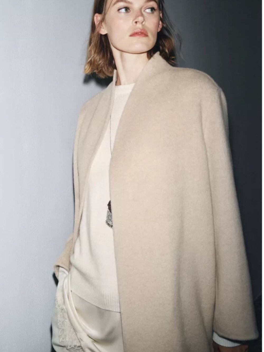 ZARA ZW COLLECTION LIMITED EDITION MINIMAL WOOL BLEND COAT - Picture 6 of 8